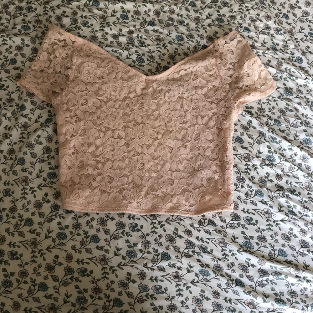 Baby pink lace crop top